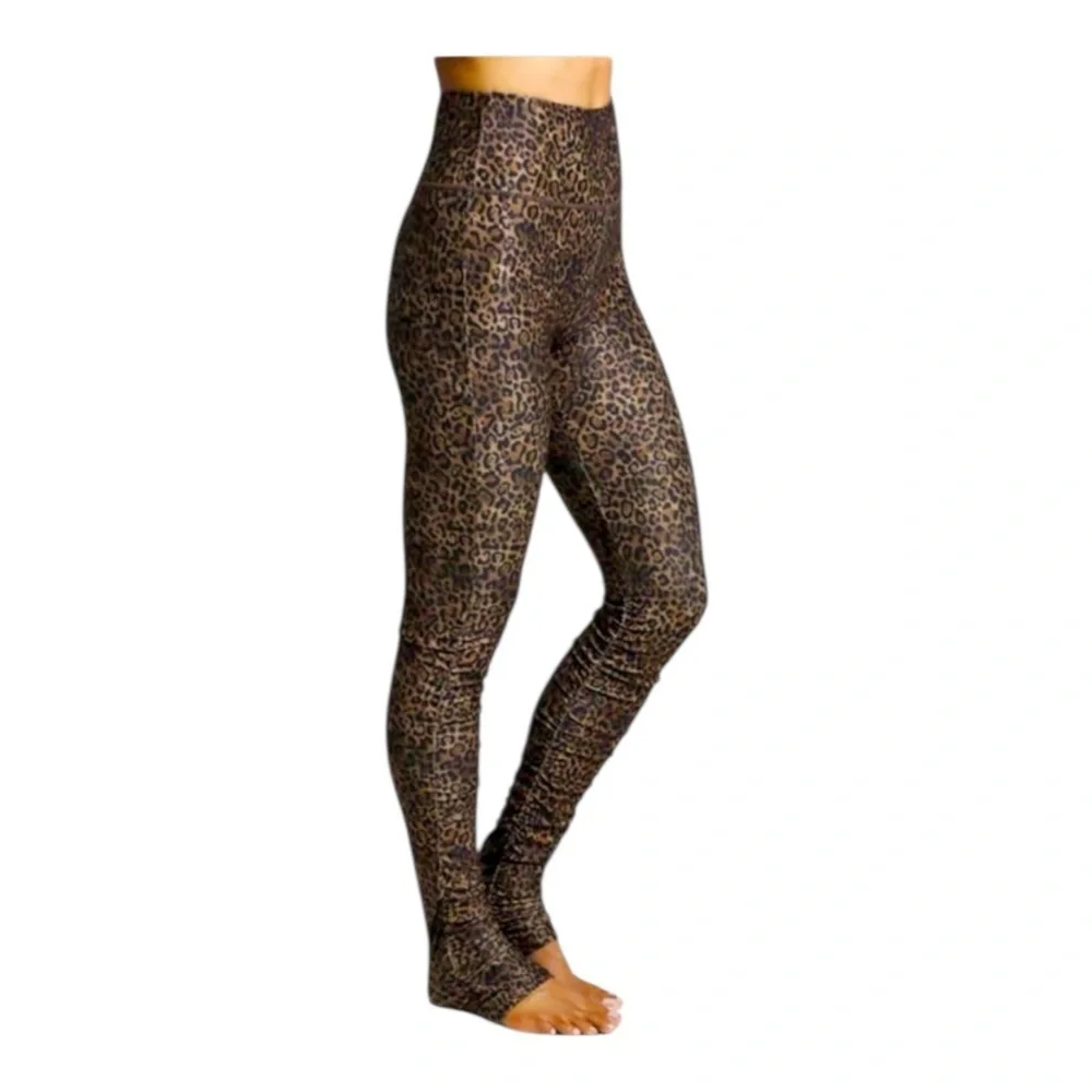 KiraGrace Leopard Print High Waist Yoga S Leggings Pilates Princess Athleisure - Picture 2 of 7